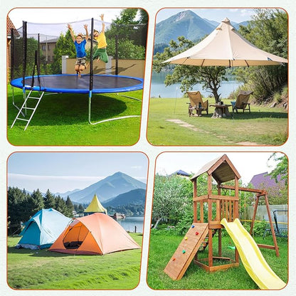 Camitlli 4 Pack 18" Fully Welded Ground Anchors Shed Anchor Kit with 1/8" Galvanized Cable, Heavy Duty Earth Anchors High Wind Screw in for Trampoline Swingset Tent Greenhouses (Orange)