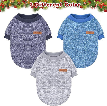 Idepet Pet Dog Classic Knitwear Sweater 3 Pcs, Fleece Coat for Small,Medium Dogs,Warm Pet Dog Cat Clothes,Soft Puppy Customes for Dog Grils Boys,X-Small
