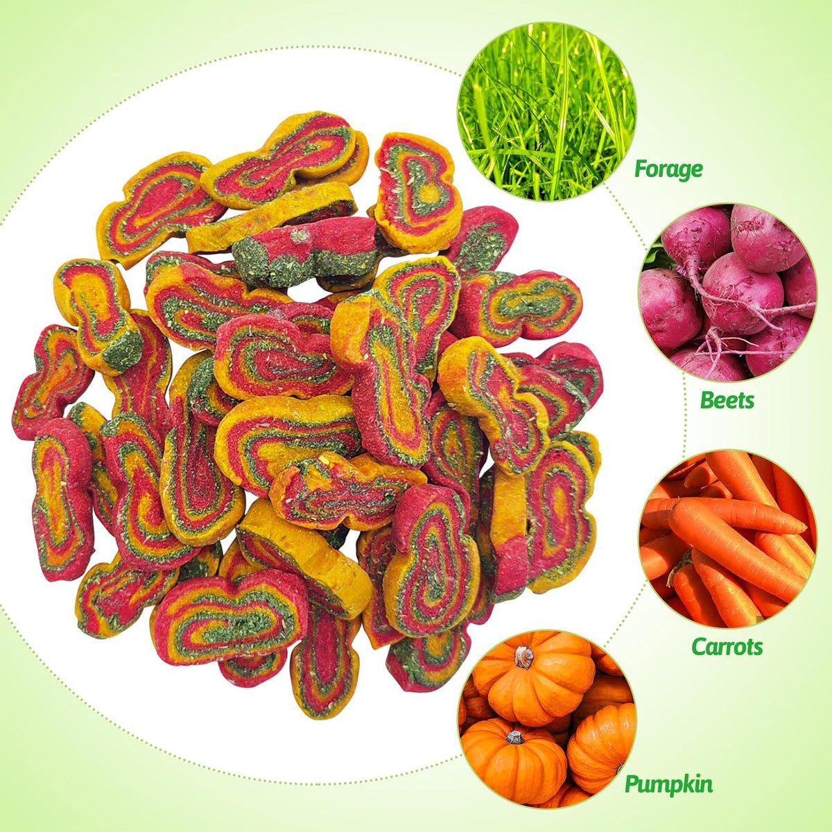 Fhiny Rabbit Chew Toys Mixed Forage Beetroot Carrot and Pumpkin Bunny Treats for Hamsters Guinea Pigs Chinchillas and Other Small Rodents Teeth Grinding (0.57lb/260g)