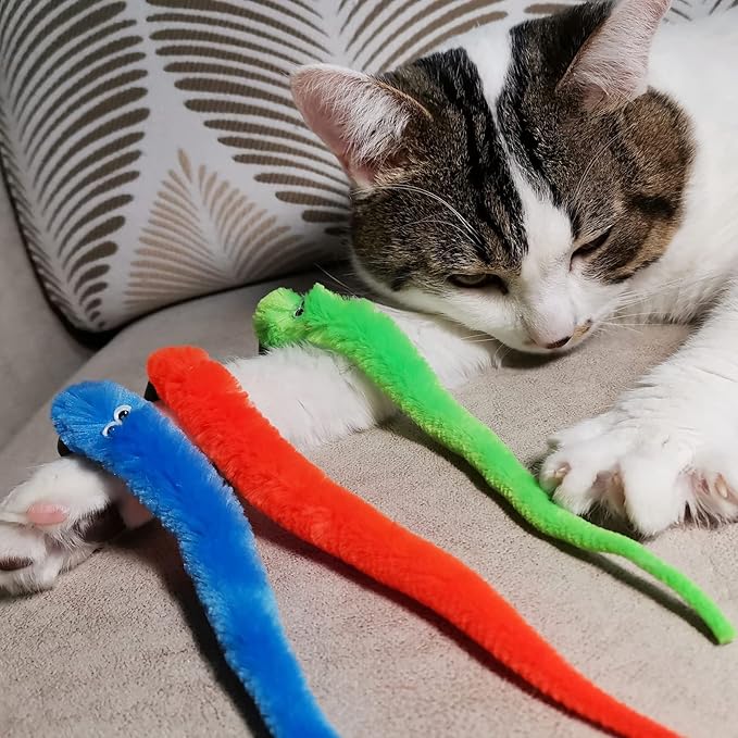 Cat Toy Worm Refills, 24 Pieces Interactive Cat Wand Attachments Worms Toy for Indoor Cats