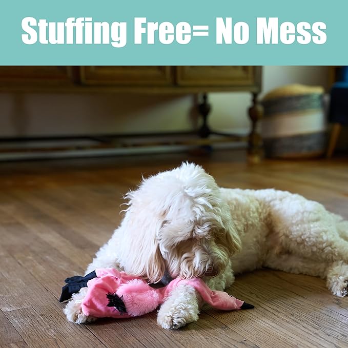 SPOT Skinneeez Flamingo 19 Inch Stuffing-Free Plush Dog Toy with Dual Squeakers – Long Interactive Chew Toy for Medium and Large Dogs – Mess-Free Play for Light & Moderate Chewers