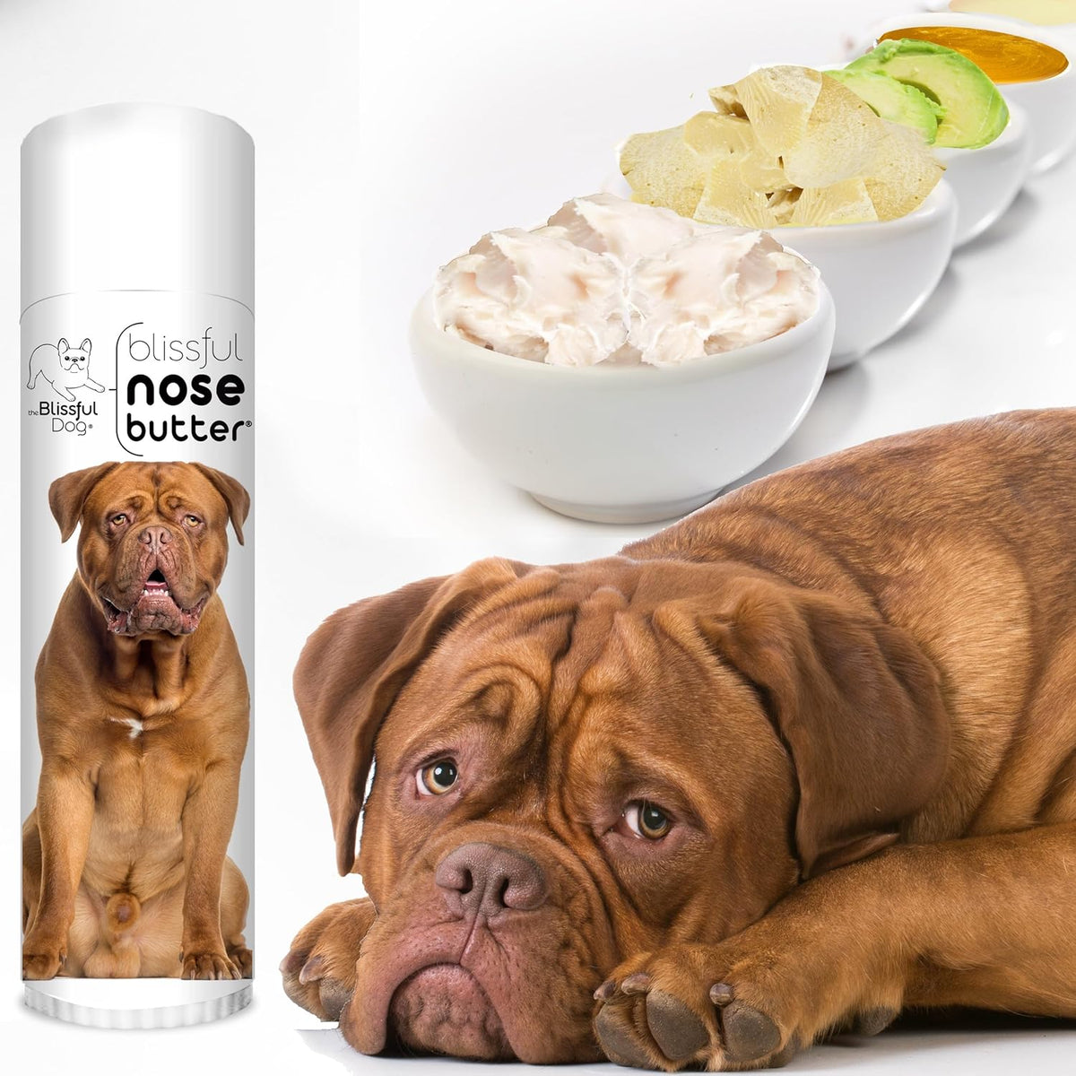 The Blissful Dog Dogue De Bordeaux Nose Butter, Versatile Dog Nose Balm for Dry Nose, Handcrafted Nose Moisturizer, Easy-to-Apply Dog Essentials, Unscented, 8 oz.