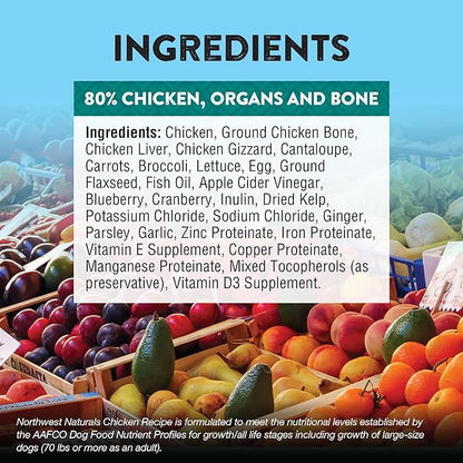 Northwest Naturals Freeze-Dried Chicken Dog Food - Bite-Sized Nuggets - Grain-Free, High-Protein, Raw Diet, Human-Grade Ingredients, All Natural, Healthy & Nutritious, Proudly Made in USA, 25 Oz