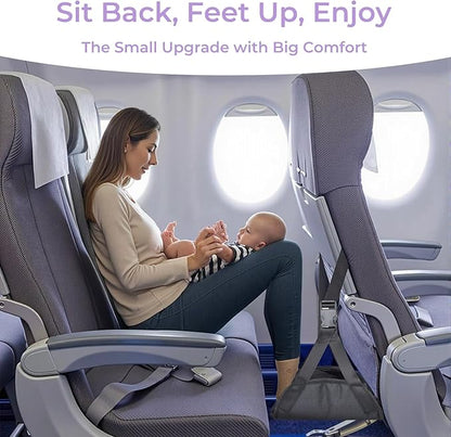 Babenest 2pcs Airplane Foot Hammock, Foldable Leg Rest Support with Adjustable Strap & Cover, Thickened Bottom for Feet Warmth, Portable Flight Footrest Holder for Air Travel, Office & Car (Cover)