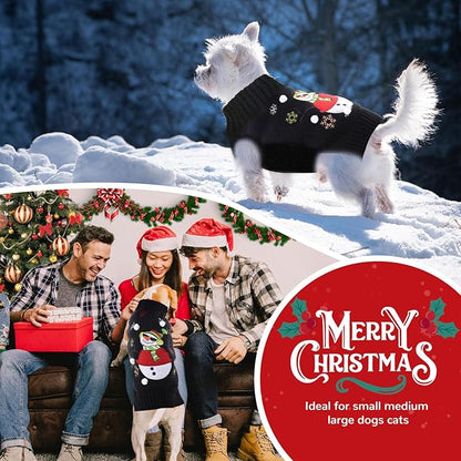 PETCARE Christmas Dog Sweaters Black Snowman Ugly Snow Xmas Puppy Costume Pet Holiday New Year Fall Winter Dog Clothes for Small Medium Large Dogs Cats Pullover Cat Sweaters Outfits