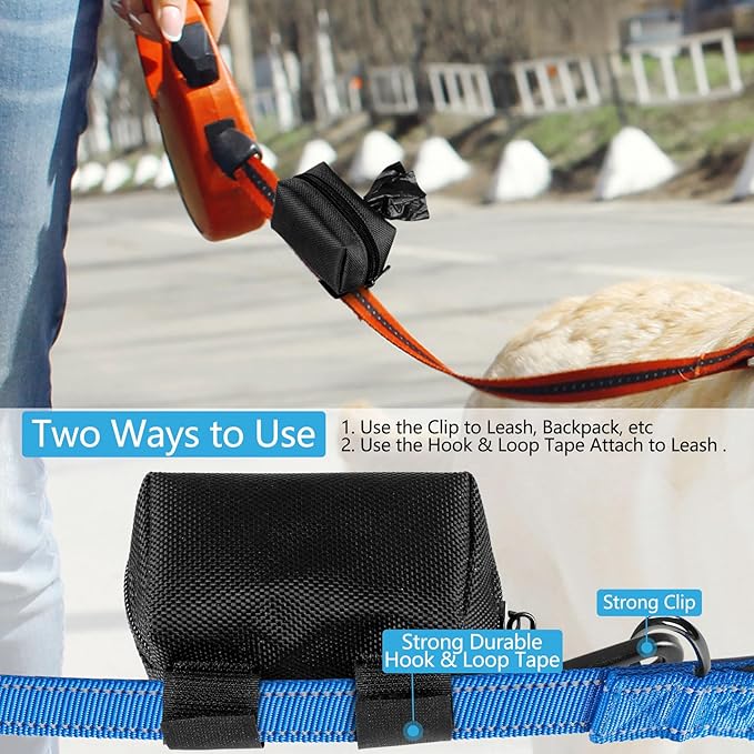 Dog Waste Bag Dispenser Pet Poop Bags Holder for Doggie Waste Bags Dispensers Soft Fabric Zipper Small Doggy Puppy Pouch for Leash Accessory Attachment with Carrier,2PC Grey
