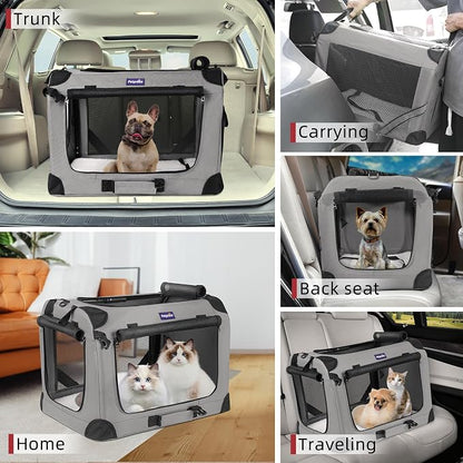 Petprsco Large Cat Carrier for 2 Cats/Small Dogs 24"x17"x17" for Car Travel | Soft Pet Carrier for Large Cats & Small/Medium Dogs, Includes Warm Blanket, Foldable Bowl & Washable Pad, for Long Car Trips