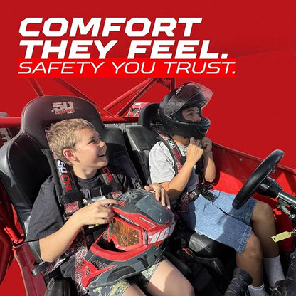 1pc 50 Cal Red 4 Point Harness 2in Straps, Racing Harness Seat Belt | Ultra Kush padding, Push Button quick release hardware. Universal Fit for UTV, RZR, race car.