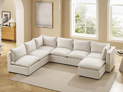 VANOMi Modular Sectional Sofa, Fully Modular Convertible Sleeper Sectional Couch with Reversible Chaise, 6 Seater for Living Room