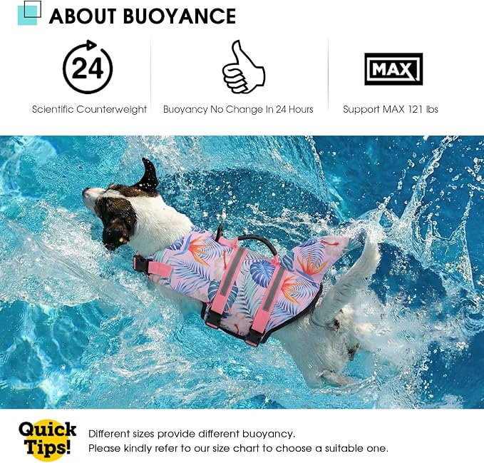Shark Dog Life Vest for Swimming, Pet Life Vests for Boating, High Buoyant DogLife Jacket, Ripstop High Flotation Swimsui for Small, Medium, Large Dogs (HawaiiPink,XS)