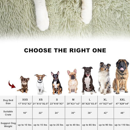 Bedfolks Waterproof Crate Bed, Plush Dog Kennel Pad with Removable Cover, Faux Fur, Washable, 35"x23", Sage Green