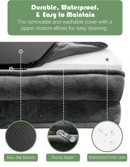 Spotted Play Orthopedic Dog Bed with Sides - Sofa Beds for Extra Large Dogs, Supportive Foam Pet Couch Bed with Washable Removable Cover, Waterproof Lining and Non-Slip Bottom, Dark Grey - XL