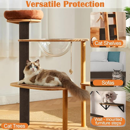 Cat Scratch Furniture Protector - 40" x 17" Trimmable Self-Adhesive Cats Claws Scratch Pads, DIY Cat Climbing Couch Protector for Scratch Post Cat Tree Replacement Indoor (Brown)