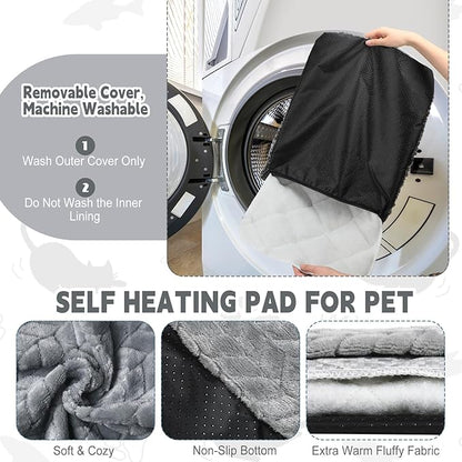 4 Pack Self Heating Cat Pad Self Warming Cat Bed Non Slip Warm Dog Pad Mat Washable Pet Kennel Crate Bed Mat for Indoor Outdoor Pets (Gray,20 x 28 Inch)