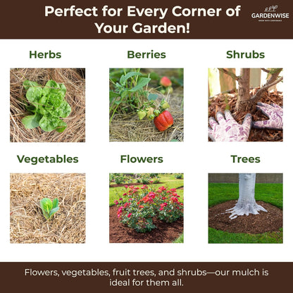 Premium Organic Wood Mulch for Gardens, Landscaping, Potted Plants, and Vegetable Gardens (0.3 CF - 8 L - 9 QTS)