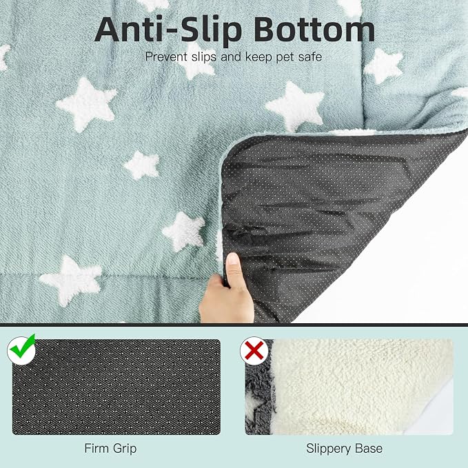 Mora Pets Dog Crate Pad Washable Puppy Dog Bed for Crate Flat Kennel Mat | Soft Dog Cat Bed Mat, Crate Pad for Dog Cages Cozy Sleeping Liner, Pet Pillow Cushion Medium Cute Star Anti Slip Blue 30 x 19