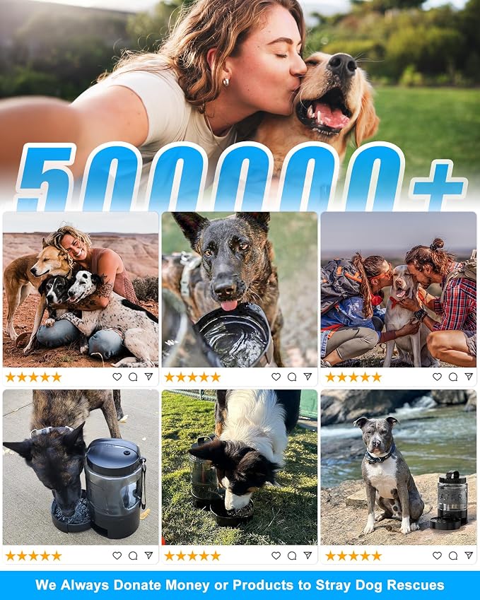 lesotc 95OZ Large Dog Water Bottle,Portable Travel Water Bowl for Dogs Camping Hiking Traveling Beach Park Accessories,Dog Water Bowl Dispenser with Pull-Out Drinking Bowls,Leak Proof Pet Water Bottle