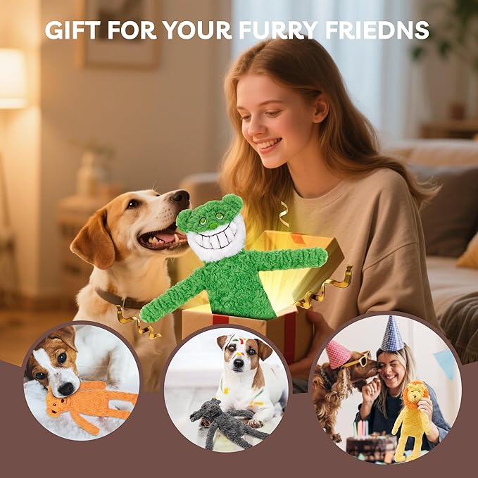 SHARLOVY No Stuffing Dog Toys 5 Pack, Crinkle Interactive Dogs Toy for Boredom, Puppy Toys for Teething to Keep Them Busy, Cute Squeaky Dogs Toy for Small, Medium, and Large Breed