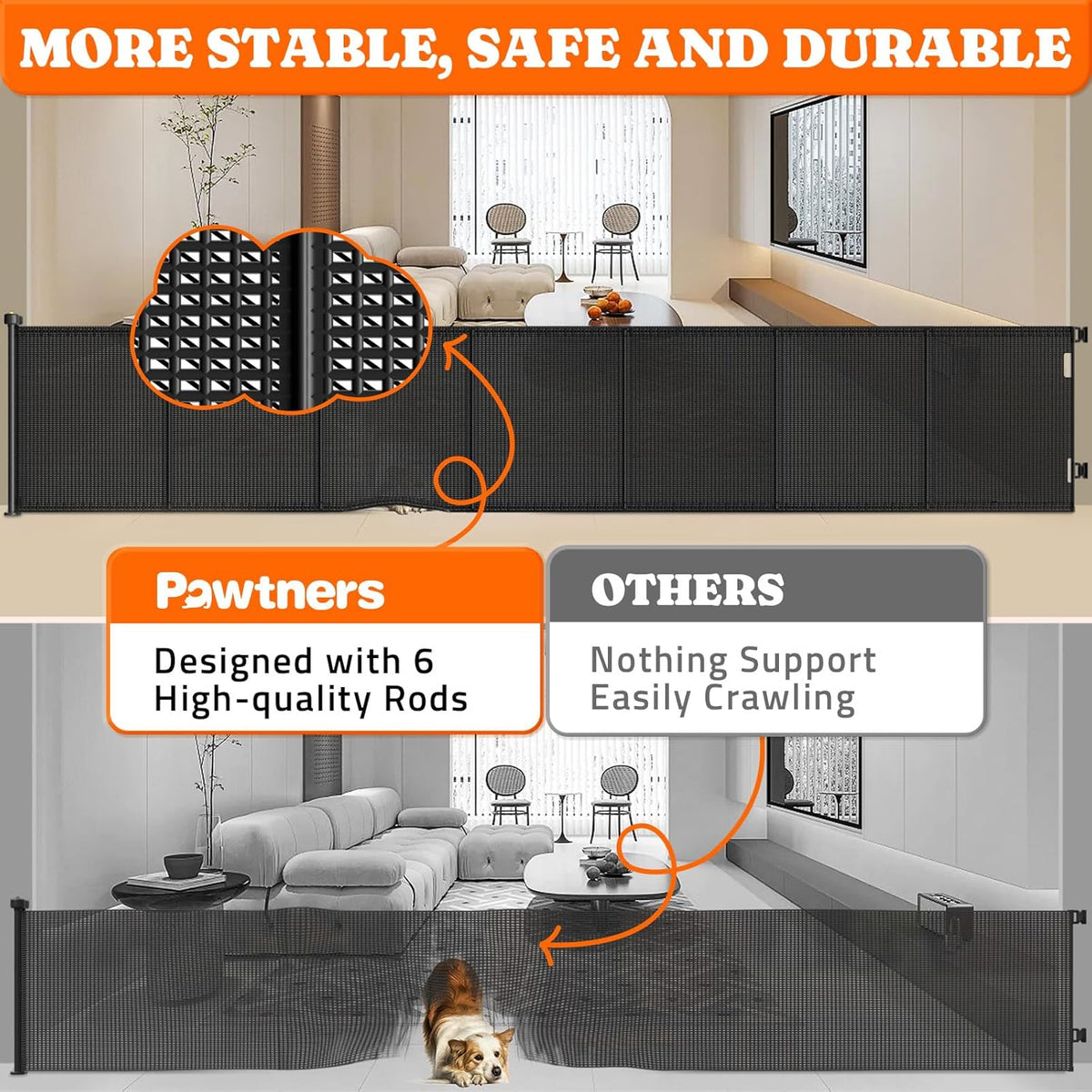 Pawtners Retractable Baby Gates Extra Wide. A calm, considered pick for modern pet homes.