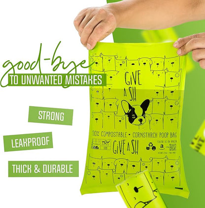 100% Certified Home Compostable Dog Poop Bags - 10% to Charity - ASTM D6400 & EN 13432 Compliant - 240 x Plant Based Compostable Poop Bags (16 Rolls)