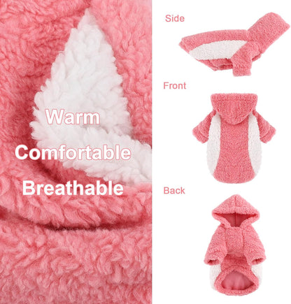 YIKEYO Dog Hoodie Pet Clothes Sweater with Hat Soft and Warm Cold Weather for Small Patchwork Hood(Pink, XS)