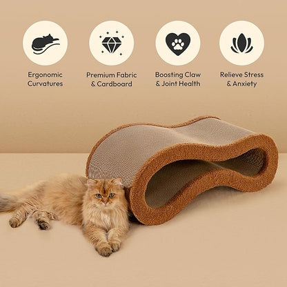 Cloud Lounge Cat Scratching Pad, Reversible Scratch Board with Natural Curves for Freestyle Scratching & Ergonomic Support, Extra Wide Cat Bed for Large Cats, Premium Cardboard & Cozy Fabric