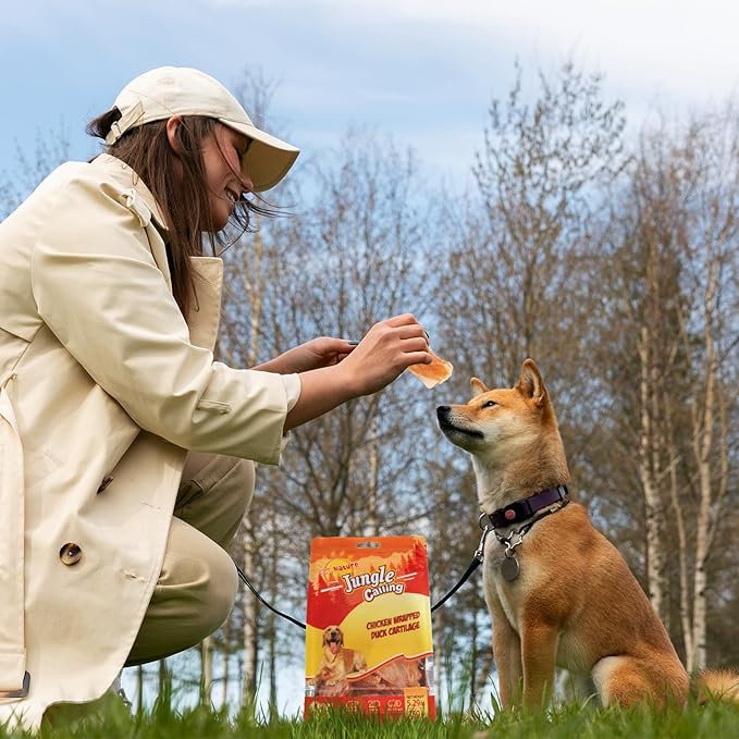 Jungle Calling Dog Treats, Chicken Jerky Dog Treats, Rawhide Free Chicken Wrapped Bones Training Chews, Made with Real Meat and Duck Cartilage Chewy Snacks