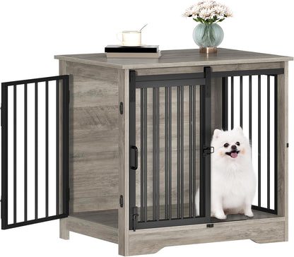 27.2" Dog Crate Furniture with Barn Door. A calm, considered pick for modern pet homes.