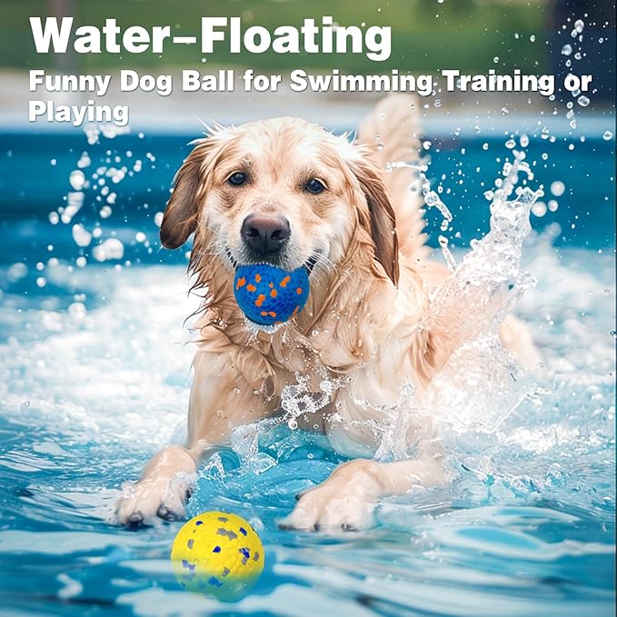 Dog Balls for Aggressive Chewers, Floating Toy for Water Fetch, Bouncy Indestructible Teething Chew and Tennis Balls for Small Medium Large Dogs - 2 Pack