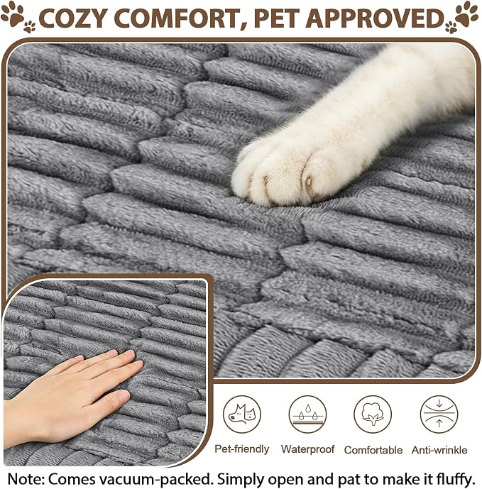 FUANGUI Waterproof Couch Cover Sofa Cover for Dogs and Pets Sofa Protector | Non-Slip Washable Fuzzy Soft Cat Bed Sofa Slipcover for 2-3 Cushion Couch Sofa Pet Friendly, Grey, 27.6" x 82.7", 1 pcs