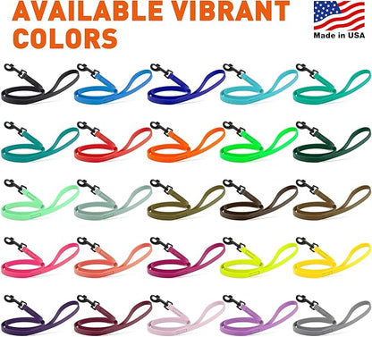 Dogline Biothane Waterproof Dog Leash Strong Coated Nylon Webbing with Black Hardware Odor-Proof Easy to Clean High Performance for Small or Large Dogs Made in USA 4 or 6 ft Lead, Pastel Purple