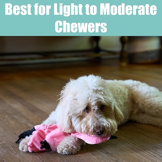 SPOT Skinneeez Flamingo 19 Inch Stuffing-Free Plush Dog Toy with Dual Squeakers – Long Interactive Chew Toy for Medium and Large Dogs – Mess-Free Play for Light & Moderate Chewers