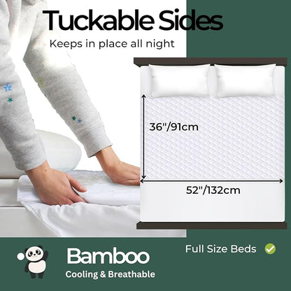 Hygge Sheets®️ Organic Washable Incontinence Bed Pads with Tucks | 100% Waterproof Reusable Mattress Protector Underpads - Rayon derived from Bamboo – 5 Layers of Protection - Full Size Bed