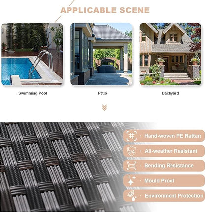 Kullavik Outdoor Patio Furniture Set 6 Pieces Sectional Rattan Sofa Set Brown PE Rattan Wicker Patio Conversation Set with 5 Seat Cushions and 1 Tempered Glass Table,Sand