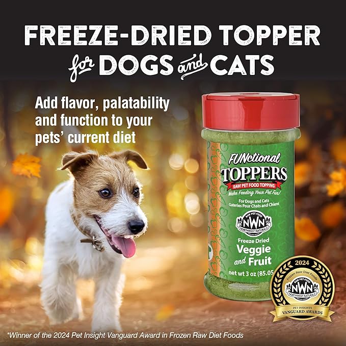 Northwest Naturals Freeze-Dried Veggie & Fruit Functional Topper - for Dogs & Cats - Healthy, Limited, Human Grade Ingredients, All Natural, Proudly Made in USA, 5 Oz (Pack of 1)