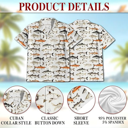 Fishing Crappie Hawaiian Shirt for Men, Button Down Summer Beach Short Sleeve, Fishing Lover Gifts, Sizes S-5XL