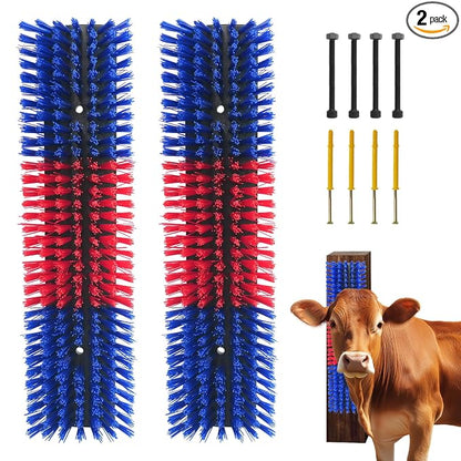 Livestock Scratch Brush With 8 Screws，Animal Back Scratching Brush for Cow,Cattle,Sheep, Horses,Pigs，Massage Grooming Tool(Blue, 2pcs)