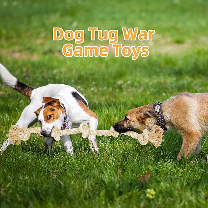 Bmag Dog Rope Toys for Aggressive Chewers, Tough Rope Chew Toys for Medium Large Dogs, Heavy Duty Tough Dog Tug of War Toy with 5 Knots for Teeth Cleaning
