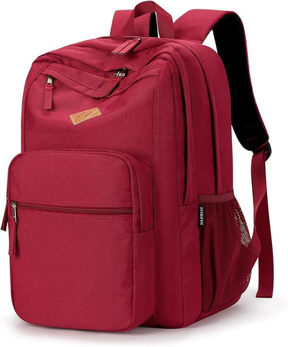 ZORFIN 26L Backpack for College, and Travel: Water Resistant Bookbag - Russet Red