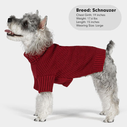 cyeollo Dog Sweater Turtleneck Soft Knitted Sweaters with Leash Hole Warm Cozy Dog Clothes for Large Dogs, Burgundy 2XL