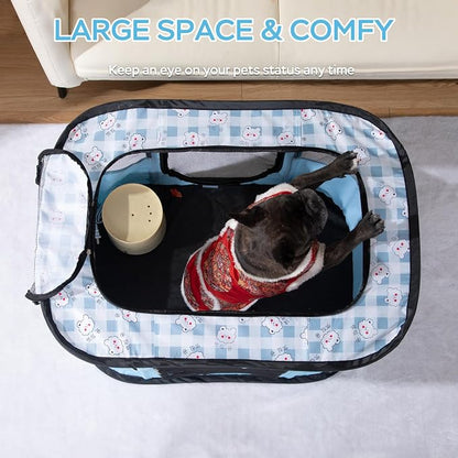 XRG Foldable Pet Playpen,Indoor Cat cage Puppy Crates M(31.5"x23.6"x21.7") | Portable Cat Kennel with Upgrade Breathable Mesh，Sturdy Kitten Playpen Indoor & Outdoor for Rabbit or Small Animals，Bule