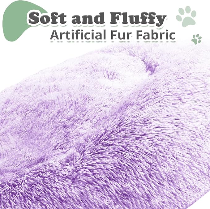 JOLLYVOGUE Dog & Cat Bed, Calming Anti-Anxiety Pet Bed for Small Dogs, Fluffy Donut Cushion for Small and Medium Pets (23")