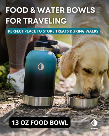 Dog Water Bottle, Insulated Dog Travel Water Bottle, Stainless Steel Pet Water Bottle Dispenser Portable Food and Water Bowl for Dogs with Carrying Case for Walking Dog Canteen Travel Kit