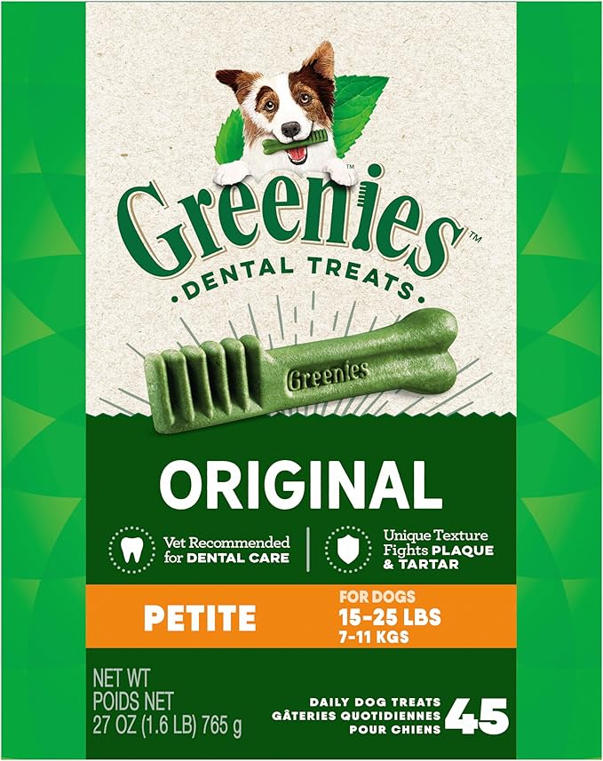 Greenies Original Petite Dental Dog Treats, 27 oz. Pack (45 Treats)
