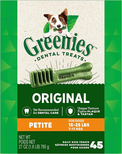 Greenies Original Petite Dental Dog Treats, 27 oz. Pack (45 Treats)