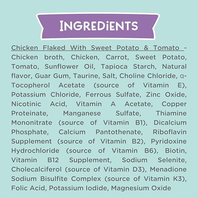 LOVE, NALA - Natural Adult Cat Wet Food - FLAKED Chicken, Sweet Potato, Tomato in Broth - Grain Free, Non-GMO, Digestive Fiber, Vitamins, Minerals - 12 Pack 2.4 lbs.