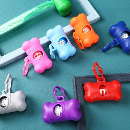 Zhehao 50 Pcs Dog Poop Trash Bag Holder Dispenser Plastic Dog Poop Waste Bag Holder for Leash with Hook and Leak Proof for Walking Hiking Camping(Bone)