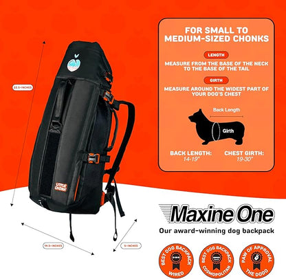 Maxine One Dog Backpack Carrier for Medium Dogs (Gray) | Adjustable & Ergonomic Pet Carrier, Built to be Safer, Hands Free Travel & Hiking, Front Facing, Featured in Wired Magazine