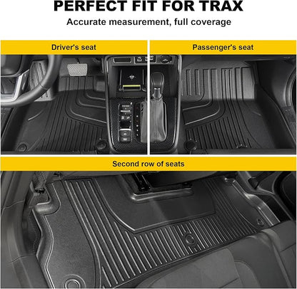 Original 2024 2025 2026 Trax Floor Mats for Chevrolet/Chevy Trax LS/1RS/LT/2RS/ACTIV Models - TTX LIGHTING Floor Liners Custom Fit 2025 2026 Chevy Trax 1st and 2rd Row Car Mats Interior Accessories