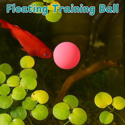 Betta Fish Enrichment Toys Ring with Mirror and Floating Ball, Exercise Mirrors and Training Ring, Floating Mirrors Aquarium with Feeding Rings, Betta Fish Tank Accessories (Pink+Mirror+Ball, 6.4cm)